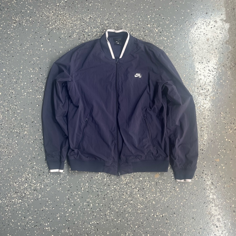 Nike Dark Blue Bomber Jacket with Ribbed Trim